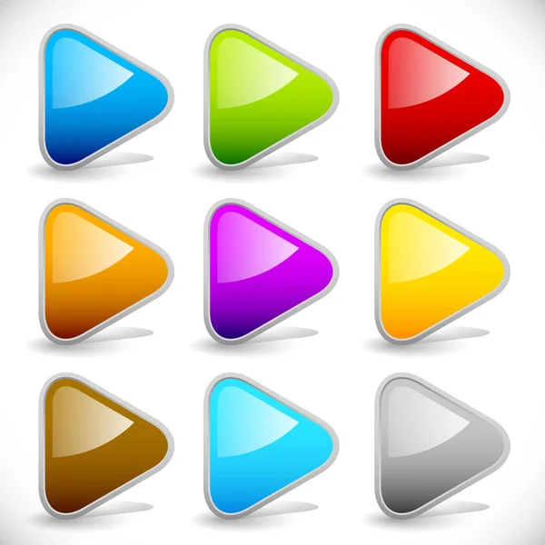 Colorful glossy "play button" or generic right arrow set — Stock Photo, Image