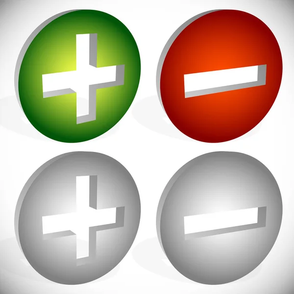 Set of plus minus, add remove signs, symbols or icons. Vector gr — Stock Photo, Image