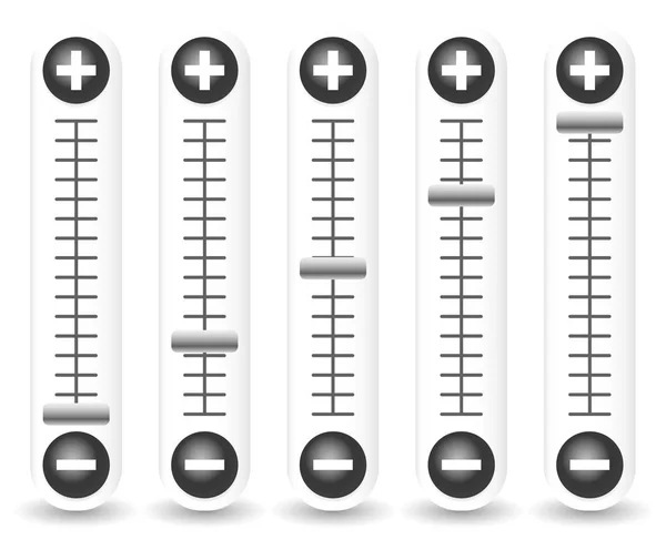 Sliders with plus, minus signs. Adjust, adjustment, calibration — Stock Photo, Image