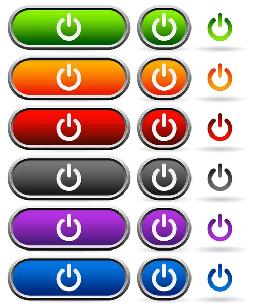 Botões de energia em cores diferentes — Fotografia de Stock