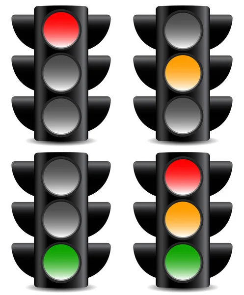 Traffic lamps, signals on white with shadow — Stock Photo, Image