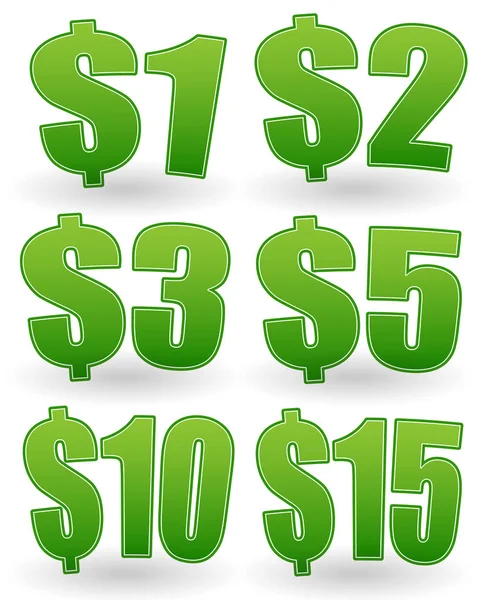 Prezzi, cartellini da $1 a $15 — Foto Stock
