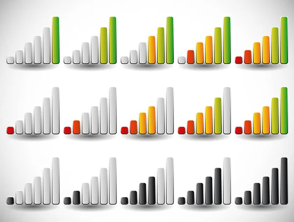 Increasing bars as level or progress indicators, signal strength — Stock Photo, Image