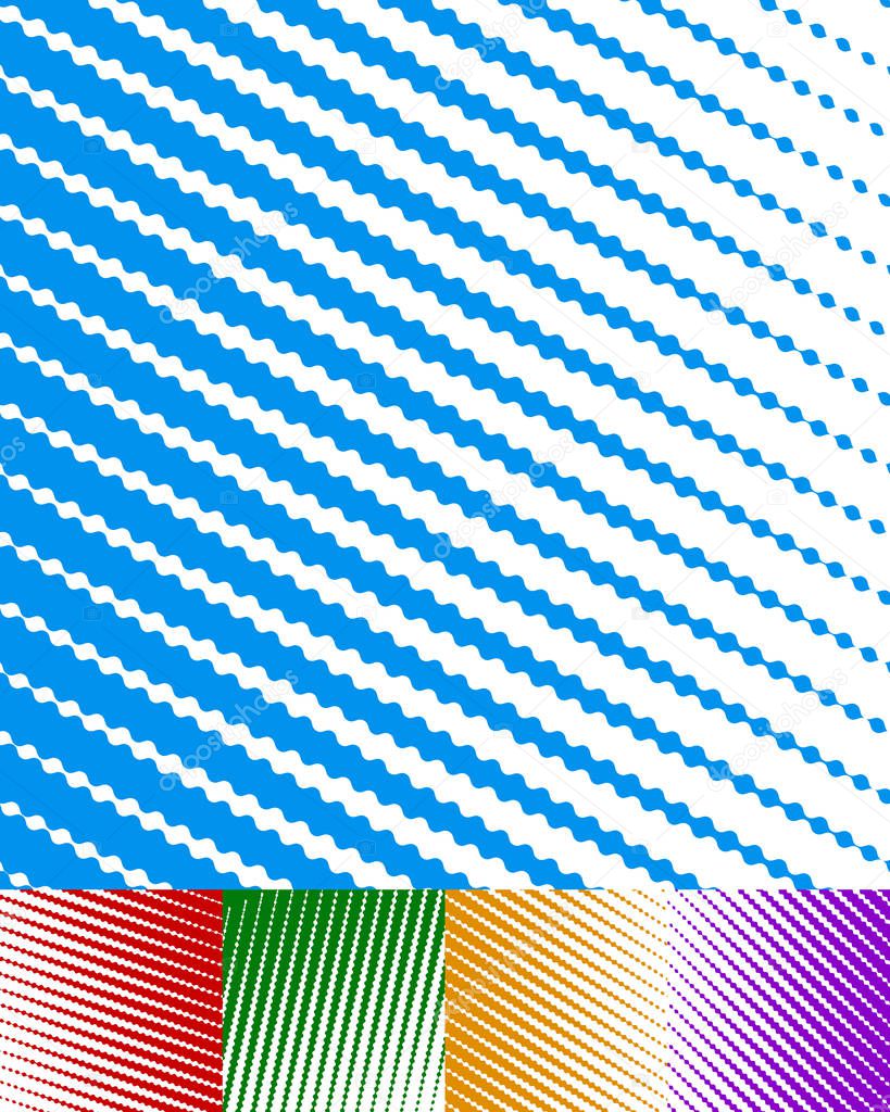 White billowy parallel stripes, lines background set