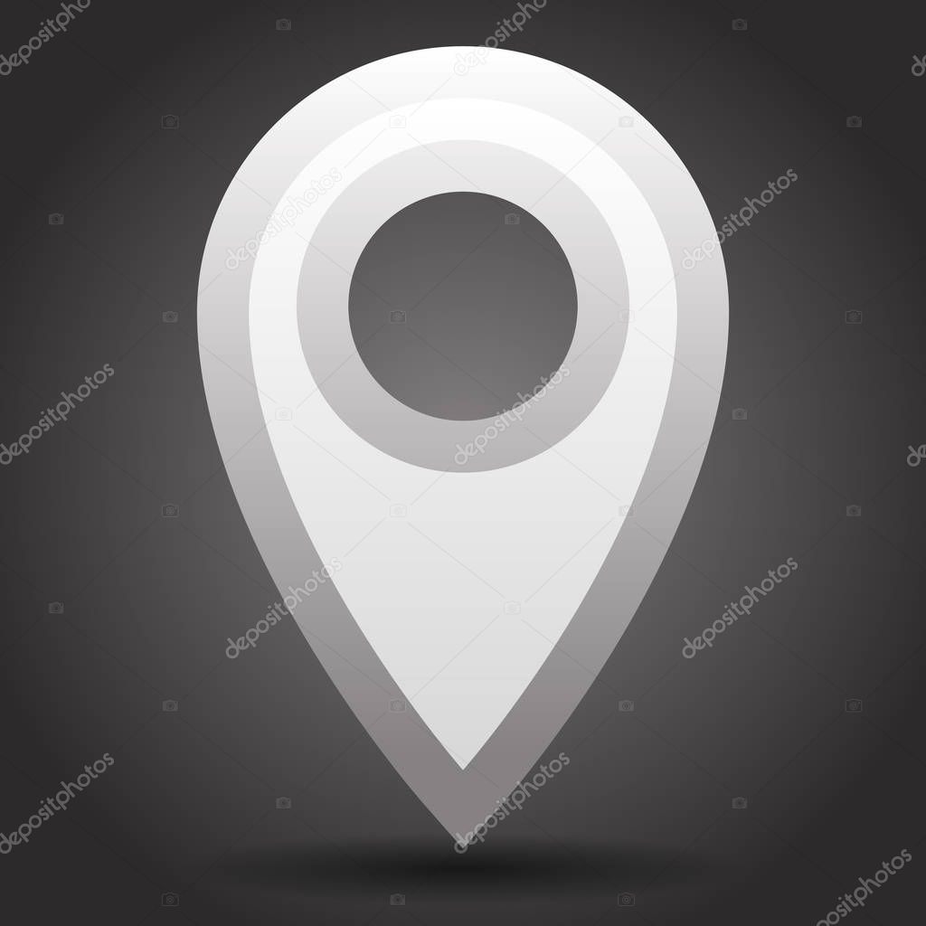 Map pin, map marker vector. Arrow, pointer icon for cartography,