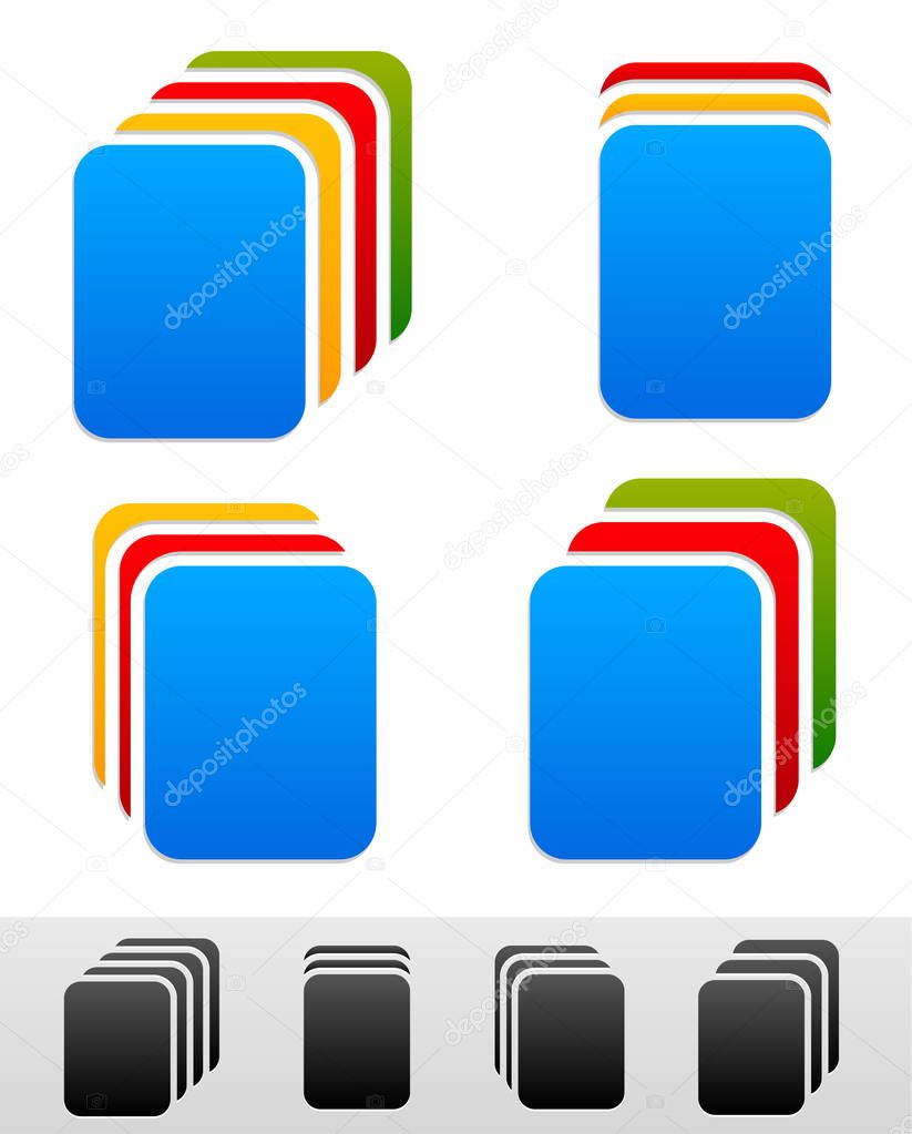 Document stacks, colorful sheets. Black version included