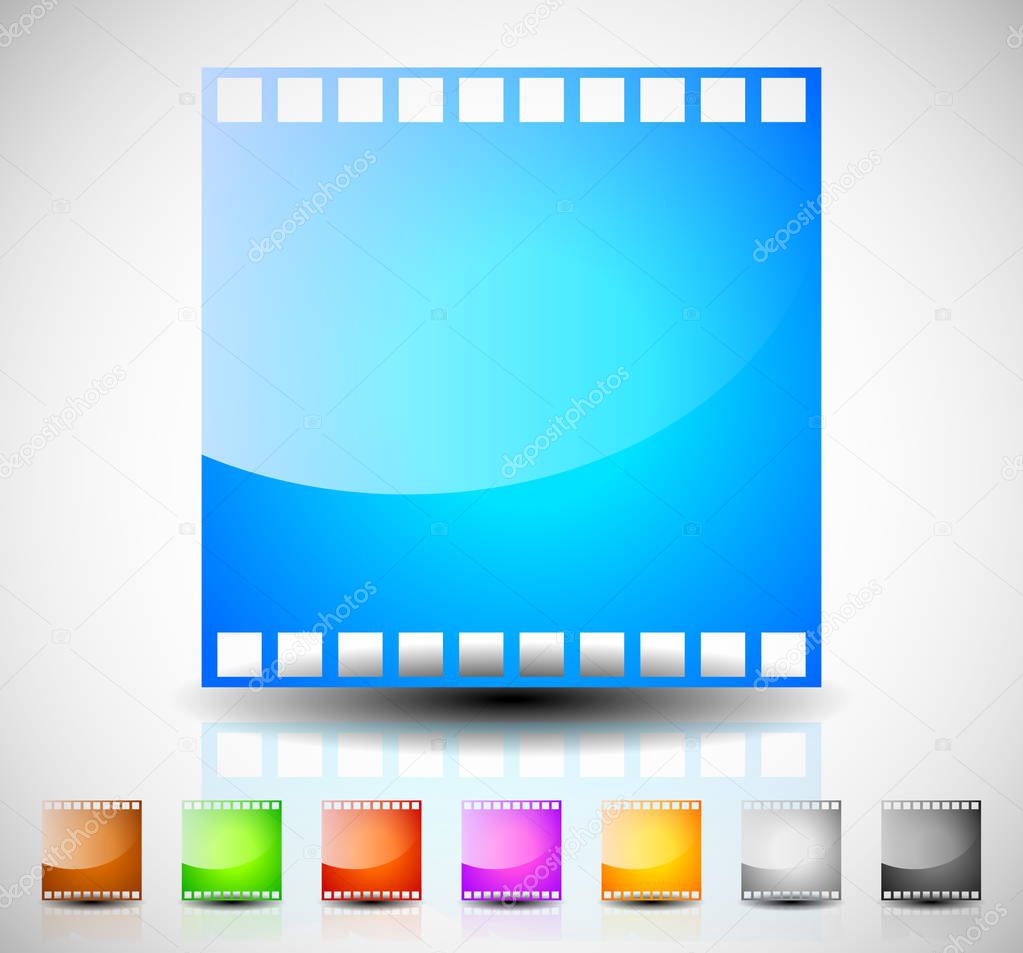 Film strip, film frame icons for photography, cinematography con