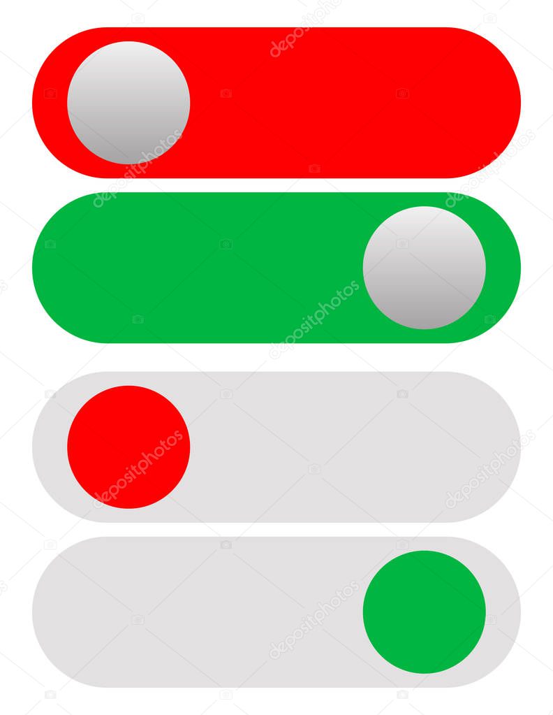 Power On-Off Switches, Buttons in red and green. Simple UI-Inter
