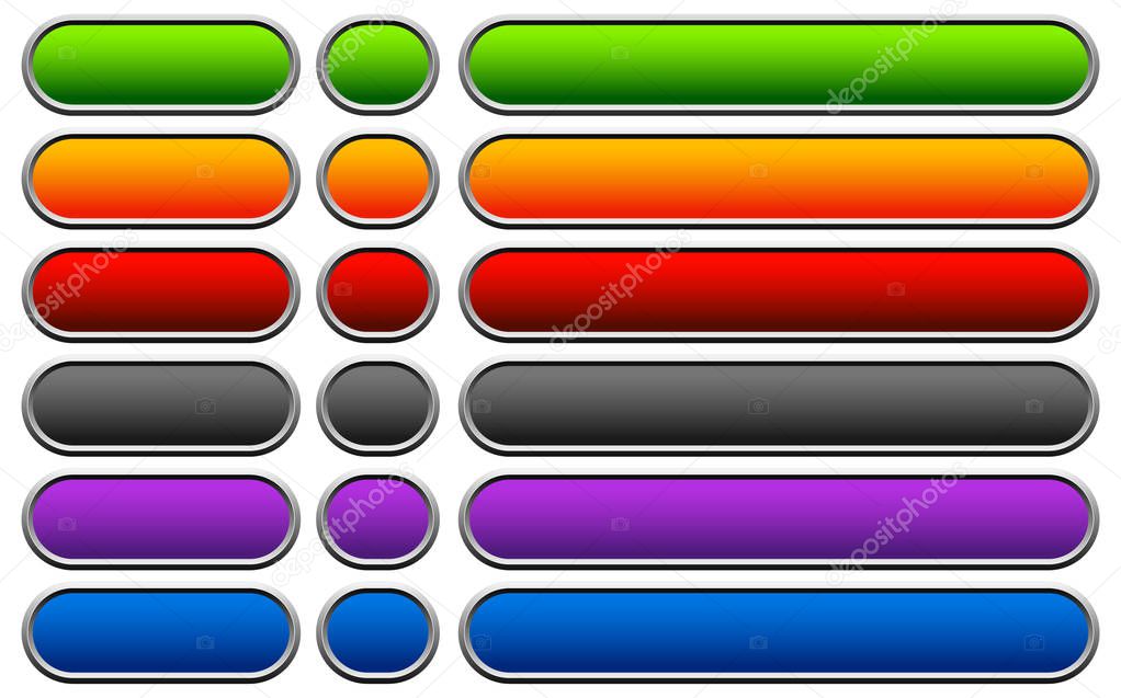 Horizontal buttons with blank space, rounded colorful button, ba