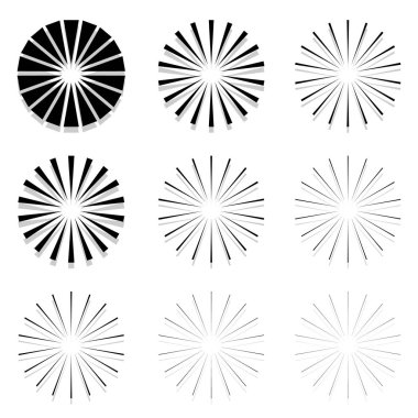 Satırları yayılan soyut Radyal öğeler. 9 sürümü ile kümesi