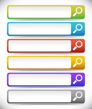 Arama çubukları, büyüteç cam sembollü düğmeler