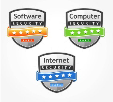 yazılım güvenlik kalkanları sanatsal raster illüstrasyon ayarlamak