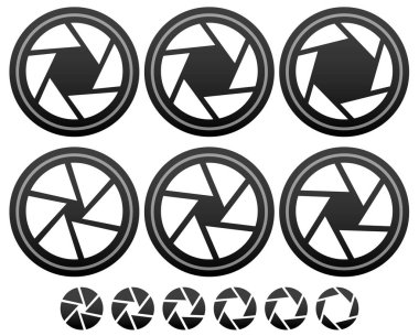 Fotoğraf kavramları için diyafram ile kamera deklanşör.