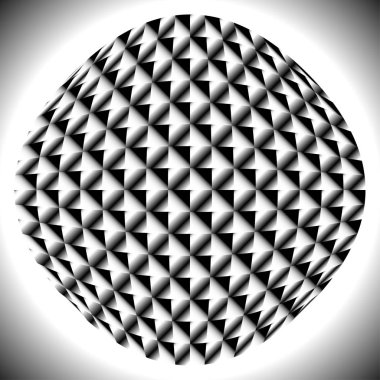 Kareler üzerinde gradyan dolgular ile damalı Küre.