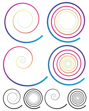 Renkli sarmal öğeleri. Düz siyah versiyonu dahil