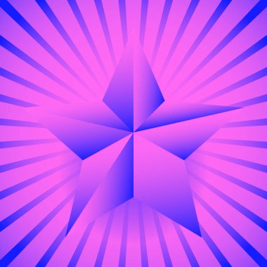 Arka plan ile 3d yıldız ve patlama ışınları, kirişler.