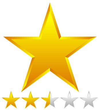 3d beveled star with rating. illustration. clipart