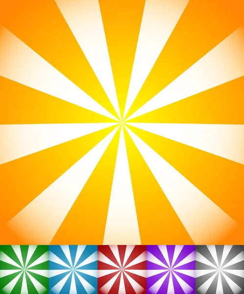 Radiating lines sun, star burst backgrounds. Set of 6 colors, ye — Stock Photo, Image