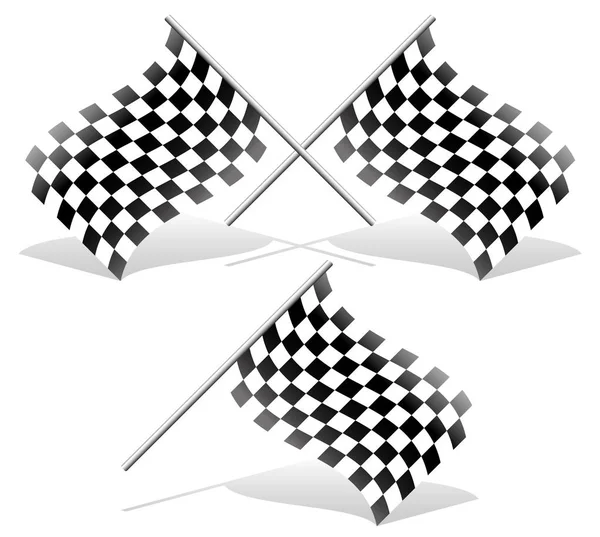 Rutig och enda racing flaggor med skuggor. rutig racing — Stockfoto