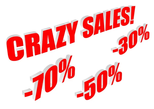 Crazy försäljning text med procentsatser — Stockfoto