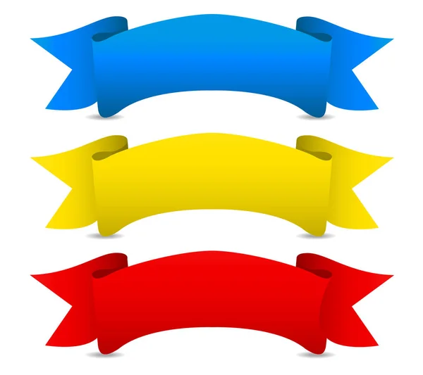 Blue Yellow Red Vector Ribbons Scroll Banners Medieval Concept Modern — Stok fotoğraf