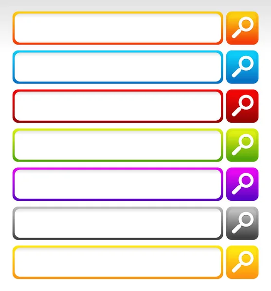 Zoekbalken, knoppen met Vergrootglas glazen symbolen — Stockfoto