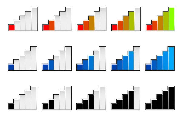 Signal strength indicators or general gauge, measure, level indi — Stock Photo, Image