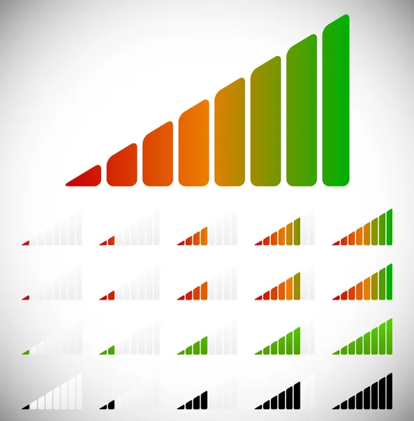 Signaal sterkte, vooruitgang of niveau indicatoren met 8 stappen. — Stockfoto