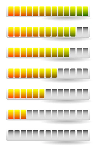 Progrès, barres de chargement. Barres horizontales pour la mesure, compari — Photo