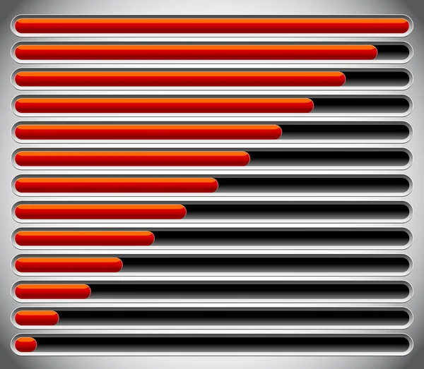 进度, 加载柱。用于测量的水平条, 比较 — 图库照片