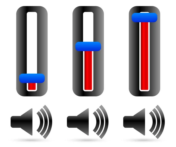 Control de volumen deslizadores con símbolos de altavoz — Foto de Stock