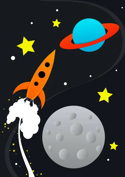 Kolorowy Obraz Rocket Ilustracja — Zdjęcie stockowe
