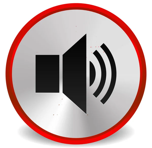 Alto-falante vermelho metálico, ícone de alarme para áudio, conceitos de música ou fo — Fotografia de Stock