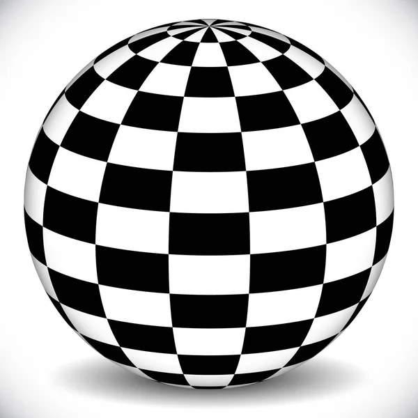Esfera 3d con superficie a cuadros (a cuadros) en blanco — Foto de Stock