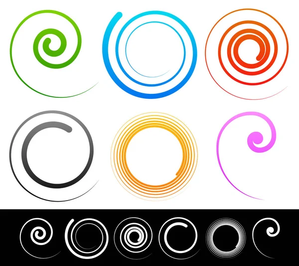 Spirale colorate, vortice, forme vorticose. Versioni bianche incluse . — Foto Stock