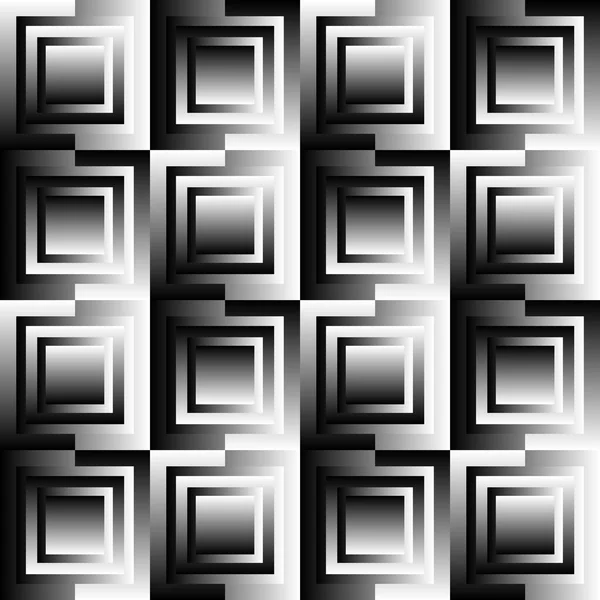 Fyrkanter abstrakta geometriska mönster. Gråskala, sömlöst upprepa — Stockfoto