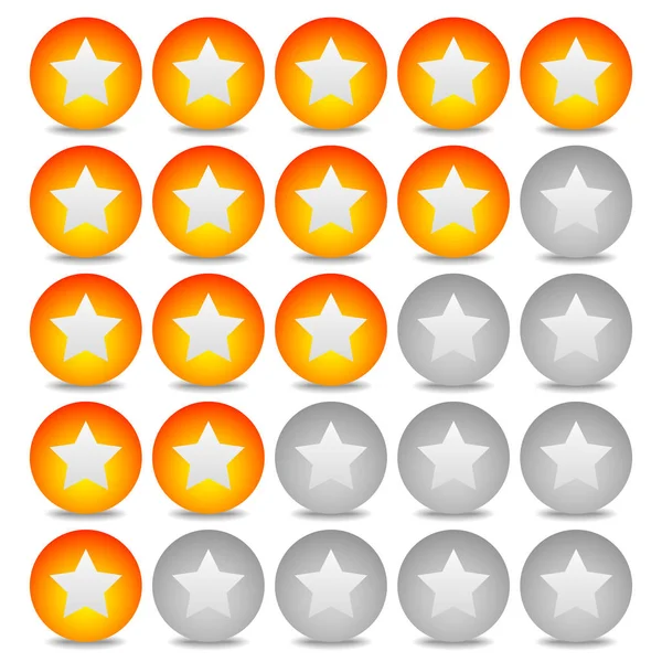 Sistema di valutazione stellare con 5 stelle e grafica a sfera — Foto Stock