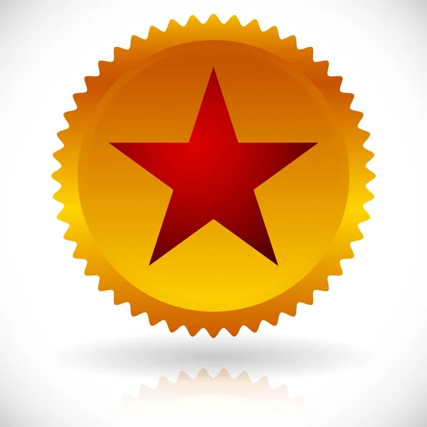 Red star in golden badge. Award, honor, prize, emblem or medal v — Stock Photo, Image