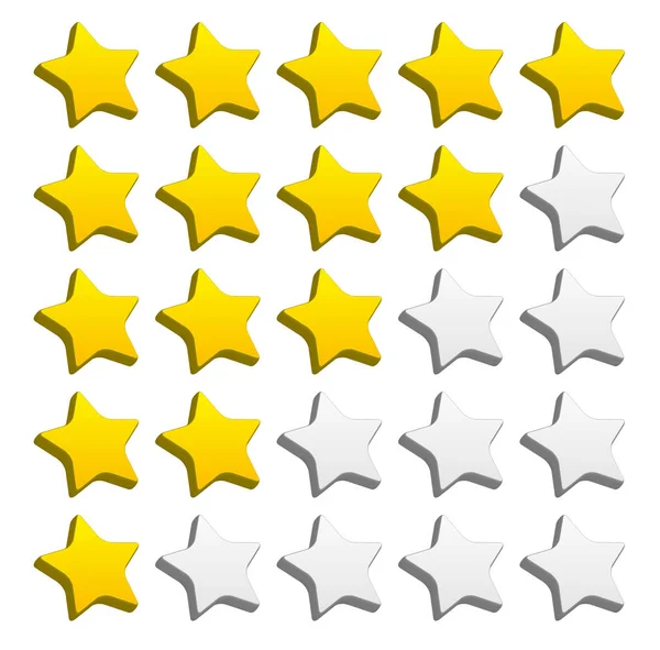 3D-afgeronde sterren rating voor beoordeling, waardering, begrippen. V — Stockfoto