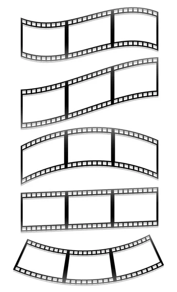 Filmstrips, marcos de película con diferentes distorsiones (arco, wavi — Foto de Stock