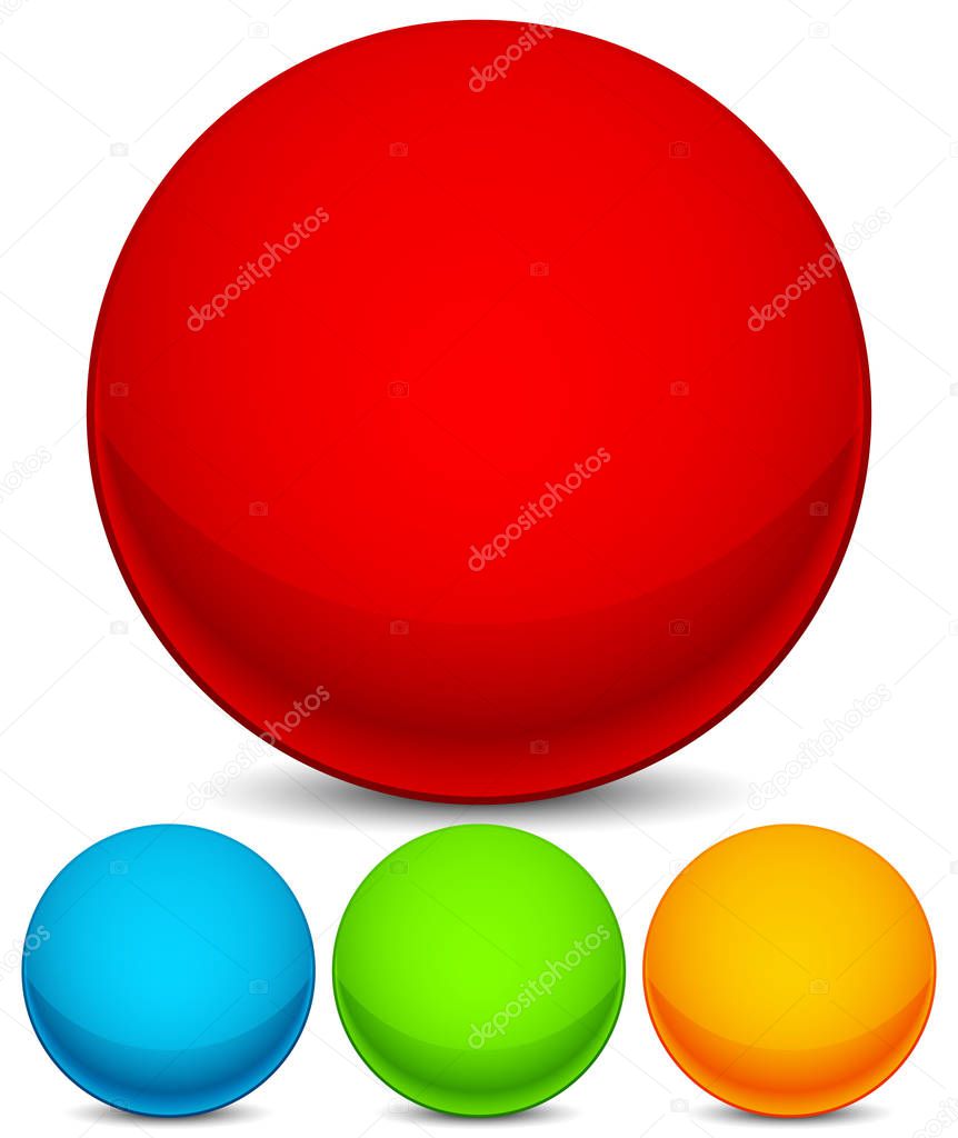 Colorful sphere elements / icons. Bright red, blue, green and ye