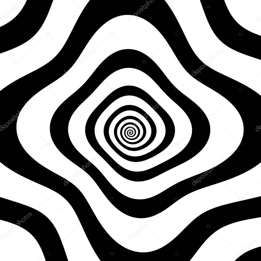 Black and white spiral with distortion
