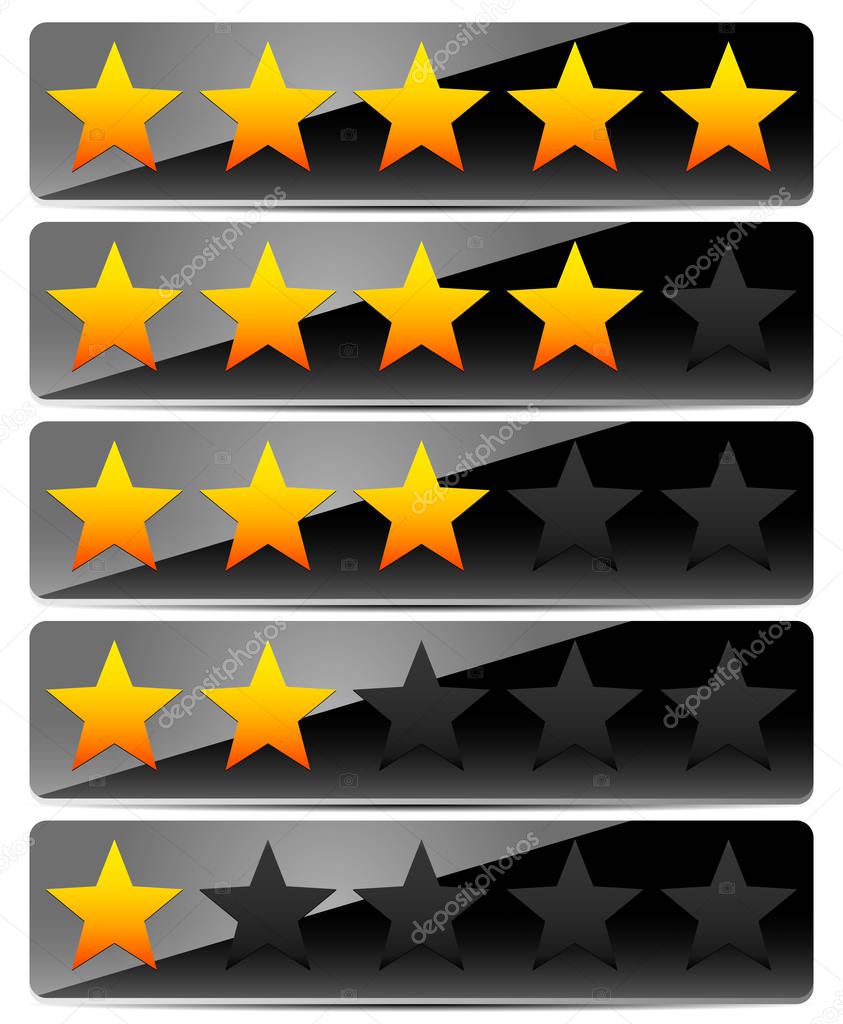 Star Rating System on Glossy, Black Panels