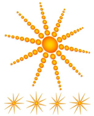 Güneş klip-art noktalı ışınları ile. (farklı açılarla döndürülebilir)