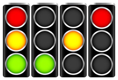 Trafik kontrol ışıkları. Semaforlar, trafik lambaları.