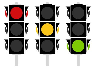 Beyaz üzerinde trafik lambası siluetleri