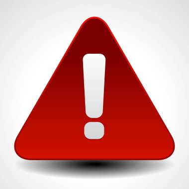 Kırmızı uyarı, dikkat, uyarı işareti. Ünlem işaretiyle yol