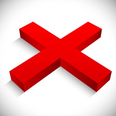 Kırmızı X şekli. Kaldırma, yanlış, işleyebileceğiniz, olumsuzluk kavramları