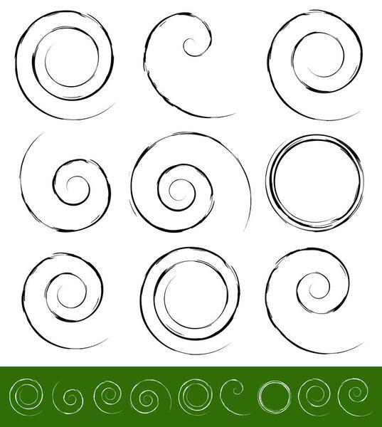 Set of grungy swirls, spirals