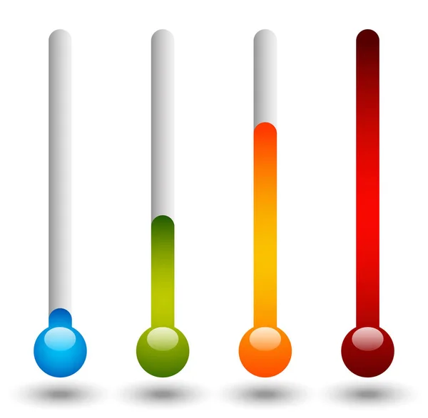 Thermometer set. illustration. Cold, hot temperatures. — Stock Photo, Image